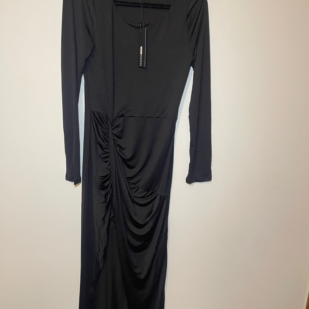 Fashion Nova Elegant Black Long Sleeve Dress